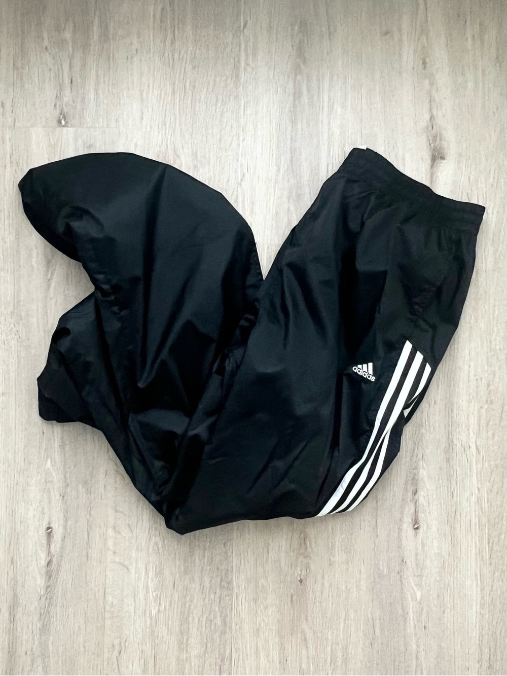 Vintage Adidas Track Pants Mens XL Black White Baggy Wide Leg Sweatpants Y2K